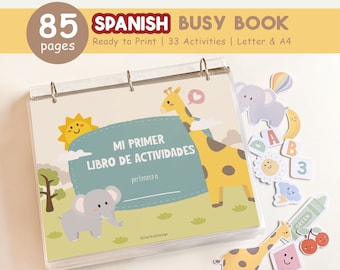 Spanish Busy Book Printable, Spanish Toddler Learning Binder, Preschool Activities, Spanish Homeschool Resources, Kids Quiet Book, DIGITAL