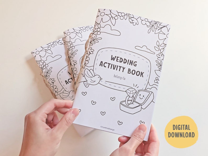 Kids Wedding Activity Book, Wedding Coloring Book, Kids Activity Book, Printable Wedding Coloring, Wedding Table Games, Wedding Favors