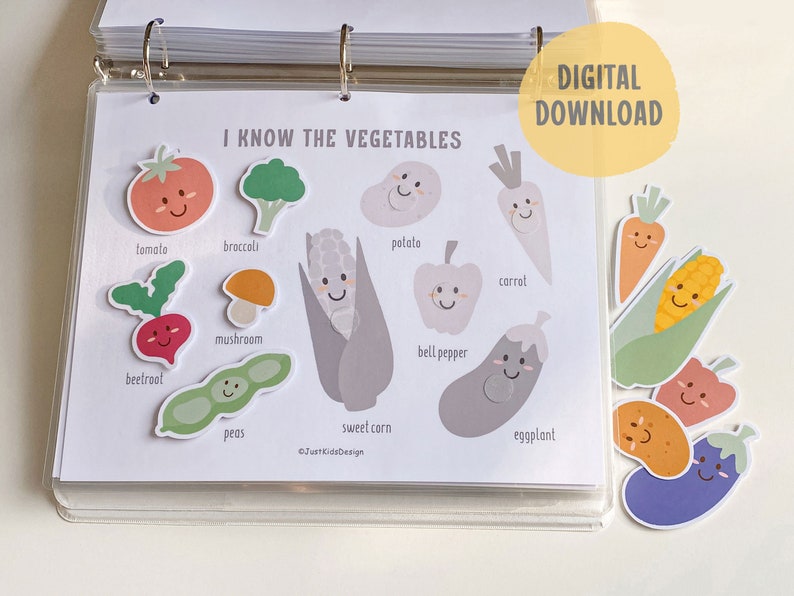 May include: A printable set of flashcards featuring colourful illustrations of various vegetables with happy faces. The flashcards include names for each vegetable, such as tomato, broccoli, potato, carrot, mushroom, bell pepper, beetroot, peas, sweet corn, and eggplant.