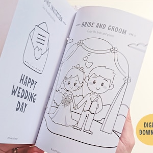 Kids Wedding Activity Book, Wedding Coloring Book, Kids Activity Book, Printable Wedding Coloring, Wedding Table Games, Wedding Favors