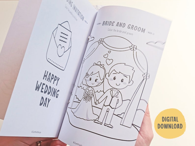 Kids Wedding Activity Book, Wedding Coloring Book, Kids Activity Book, Printable Wedding Coloring, Wedding Table Games, Wedding Favors