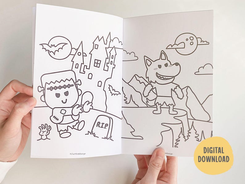 Halloween Coloring Book, Halloween Coloring Pages, Printable Halloween