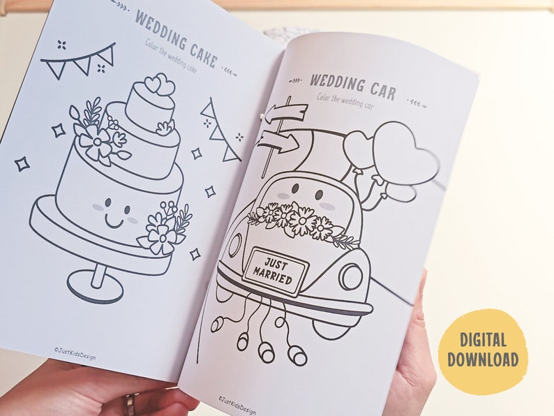 Kids Wedding Activity Book, Wedding Coloring Book, Kids Activity Book, Printable Wedding Coloring, Wedding Table Games, Wedding Favors
