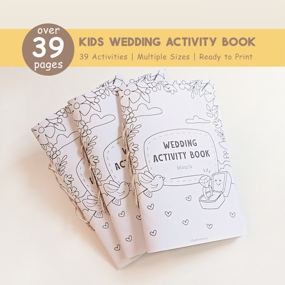 Kids Wedding Activity Book, Wedding Coloring Book, Kids Activity Book, Printable Wedding Coloring, Wedding Table Games, Wedding Favors
