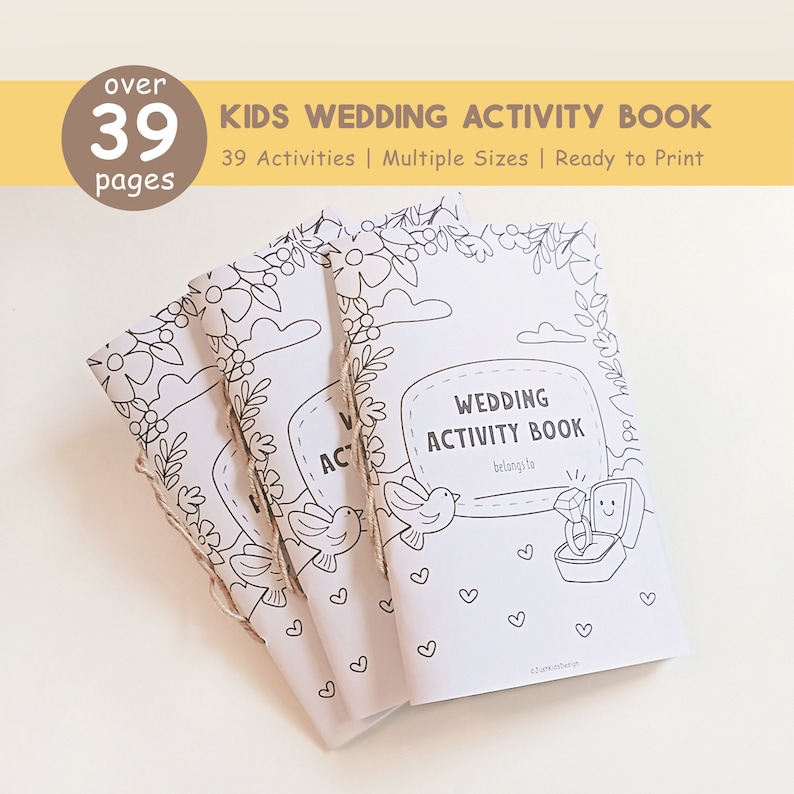 Kids Wedding Activity Book, Wedding Coloring Book, Kids Activity Book, Printable Wedding Coloring, Wedding Table Games, Wedding Favors