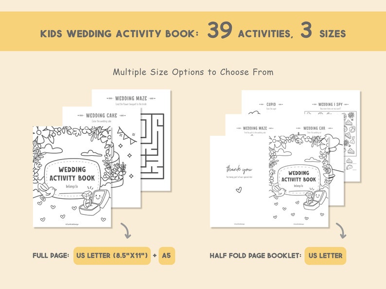 Kids Wedding Activity Book, Wedding Coloring Book, Kids Activity Book, Printable Wedding Coloring, Wedding Table Games, Wedding Favors