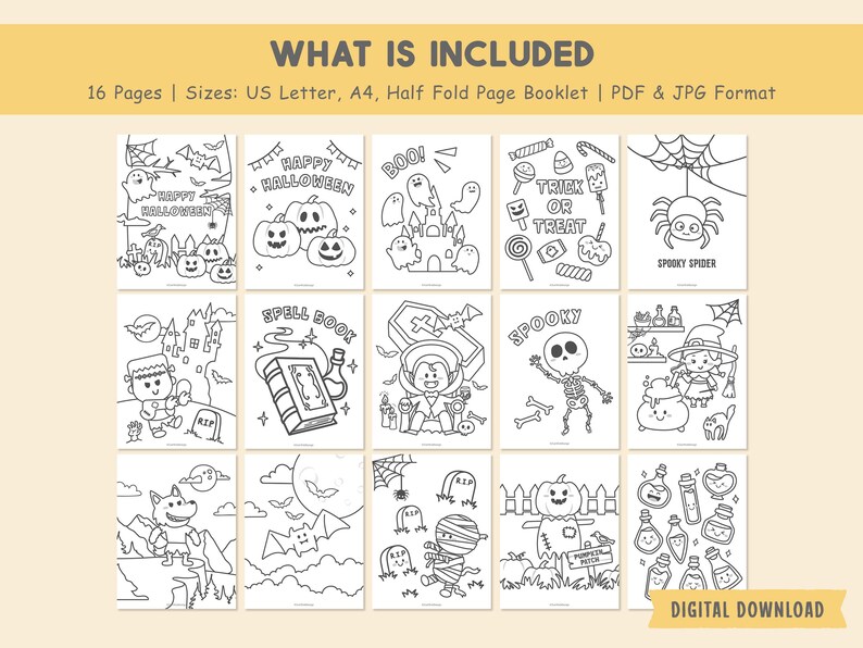 Halloween Coloring Book, Halloween Coloring Pages, Printable Halloween