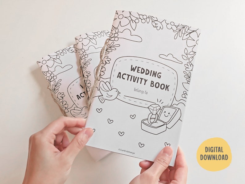 Kids Wedding Activity Book, Wedding Coloring Book, Wedding Favors, Kids Activity Book, Wedding Table Games, Printable Wedding Coloring