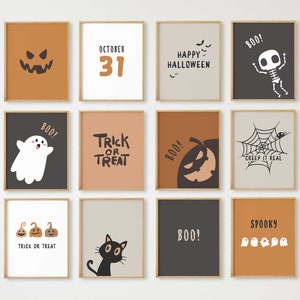 12er-Set Halloween-Drucke, Halloween-Poster, niedlicher Geist, gruseliger Druck, Kinder-Halloween-Druck, Halloween-Wanddekor, Halloween-Kunst