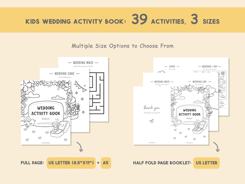 Kids Wedding Activity Book, Wedding Coloring Book, Wedding Favors, Kids Activity Book, Wedding Table Games, Printable Wedding Coloring