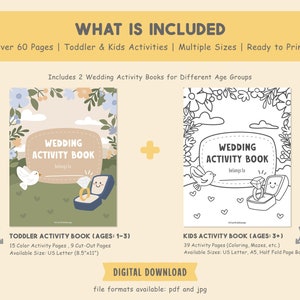 Kids Wedding Activity Book, Wedding Coloring Book, Wedding Favors, Kids Activity Book, Wedding Table Games, Printable Wedding Coloring