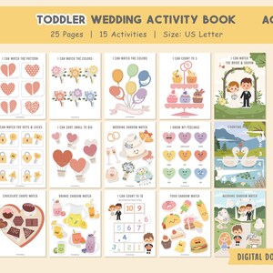 Kids Wedding Activity Book, Wedding Coloring Book, Wedding Favors, Kids Activity Book, Wedding Table Games, Printable Wedding Coloring