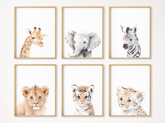 Safari Nursery Decor, Set of 6, Safari Nursery Prints, Boho Nursery Wall Art, Safari Baby Animal Prints, Nursery Gift, Digital Download