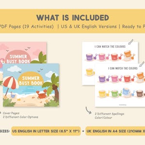 Summer Busy Book Printable, Summer Activity Book, Toddler Learning Binder, Preschool Activities, Homeschool Resources, Digital