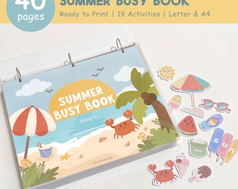 Summer Busy Book Printable, Summer Activity Book, Toddler Learning Binder, Preschool Activities, Homeschool Resources, Digital