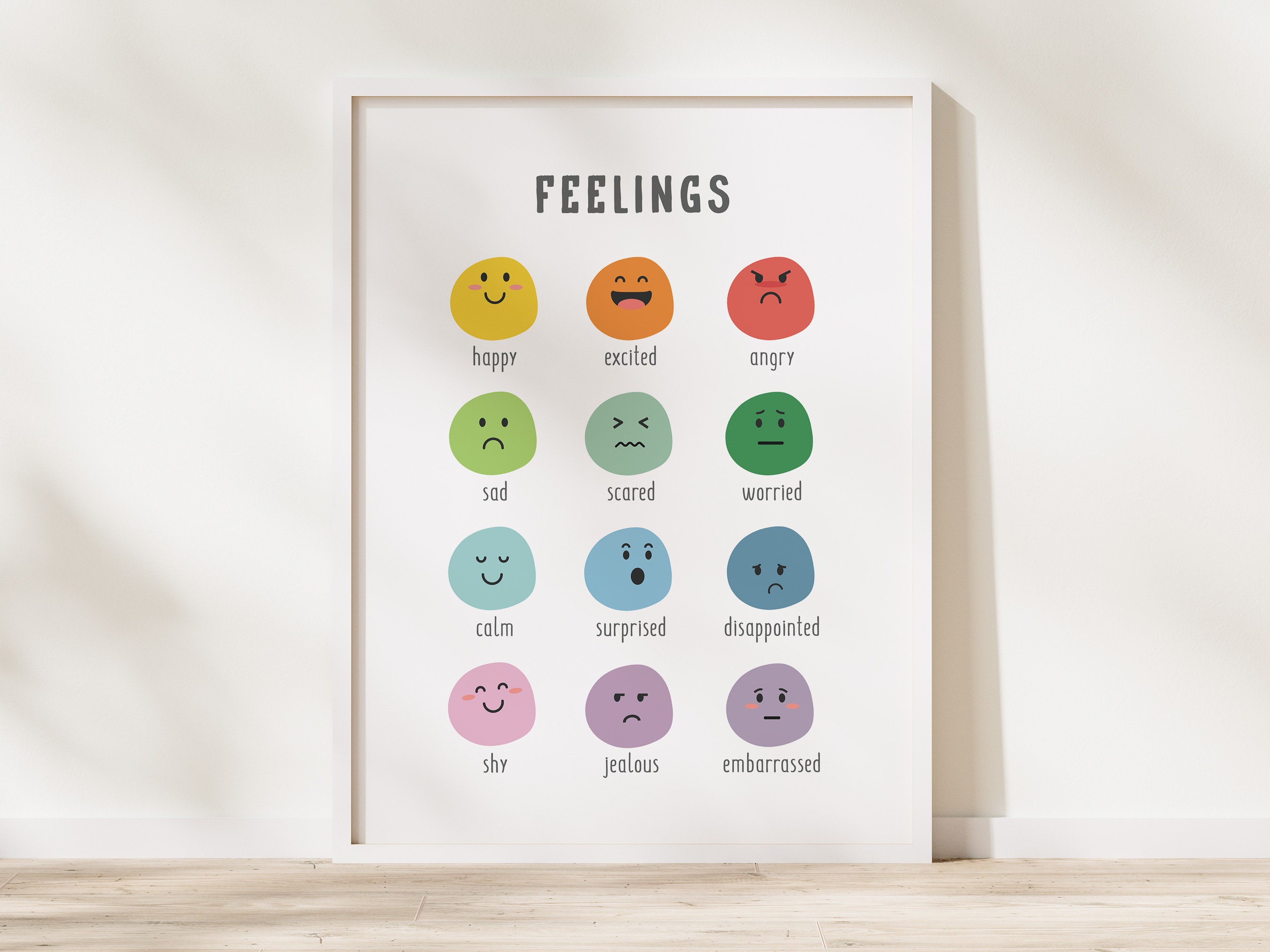 Feelings Chart Poster Montessori Homeschool Decor Feelings - Etsy Canada