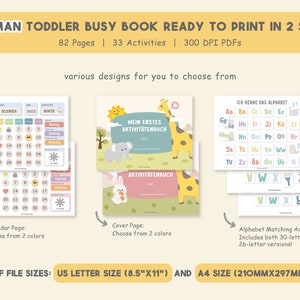German Busy Book Printable, German Toddler Learning Binder, Preschool Activities, German Homeschool Resources, Kids Quiet Book