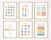 Set of 6 Feelings Poster, Emotions Chart, Montessori Homeschool Decor, Classroom Decor, Calming Corner, Zones of Regulation,DIGITAL DOWNLOAD