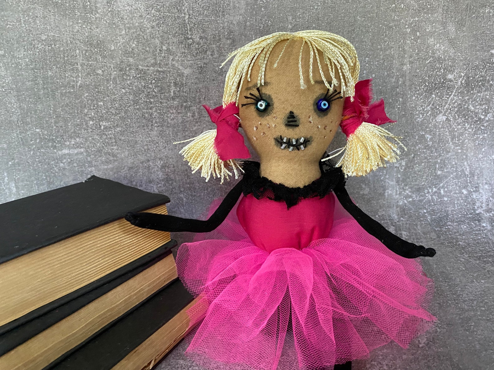 Creepy Doll . Pink Halloween . Bookshelf Decor . Etsy