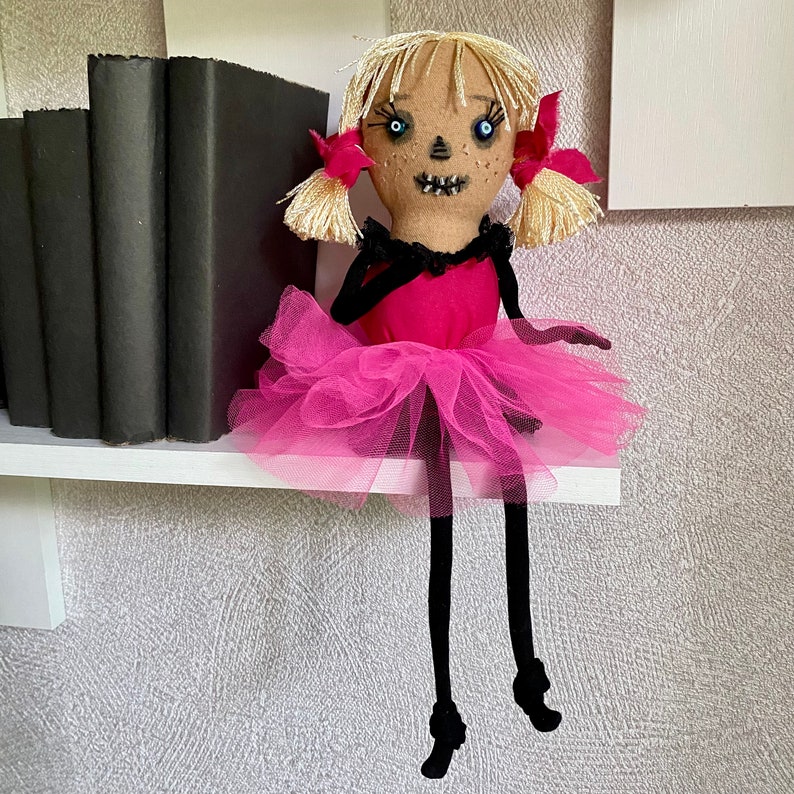 Creepy Doll . Pink Halloween . Bookshelf Decor . Etsy