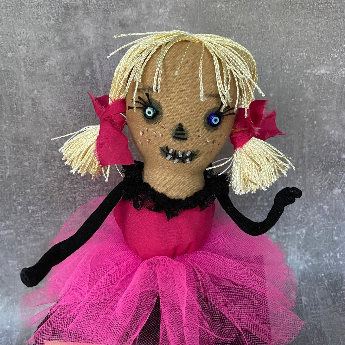 Creepy Doll . Pink Halloween . Bookshelf Decor . Etsy