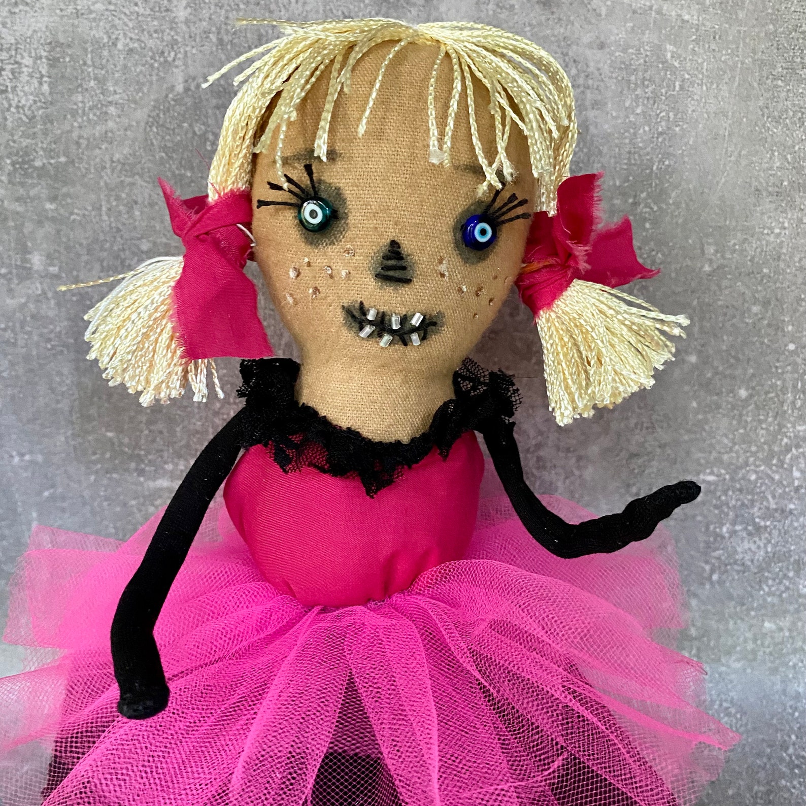 Creepy Doll . Pink Halloween . Bookshelf Decor . Etsy