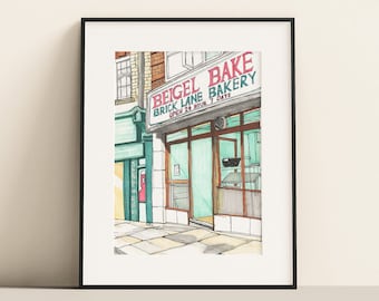 Beigel Bake Bakery Zeichnung London Architektur Skizze Wand-Dekor-Kunst