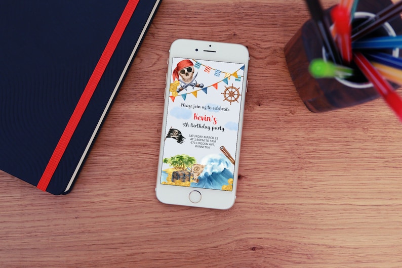 Pirate Electronic Invitation Template Pirate Birthday Phone Etsy