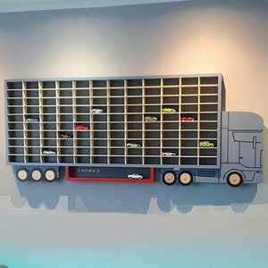 Display Truck for Hot Wheels,  Shelf for Diecast Car Matchbox 125cars, Wooden Unit Toy Storage, Personalised display shelf