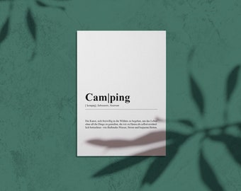 Poster Definition "Camping" | Camping | Van | Wohnmobil | Geschenkidee | digital als PDF