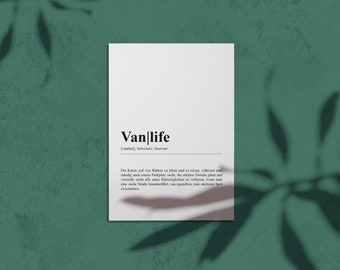 Poster Definition "Vanlife" | Camping | Van | Wohnmobil | Geschenkidee | digital als PDF