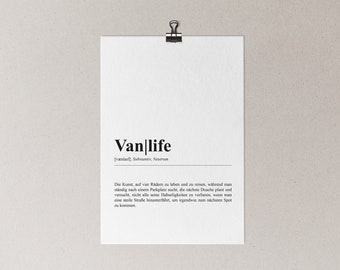 Poster "Vanlife" Definition DIN A4