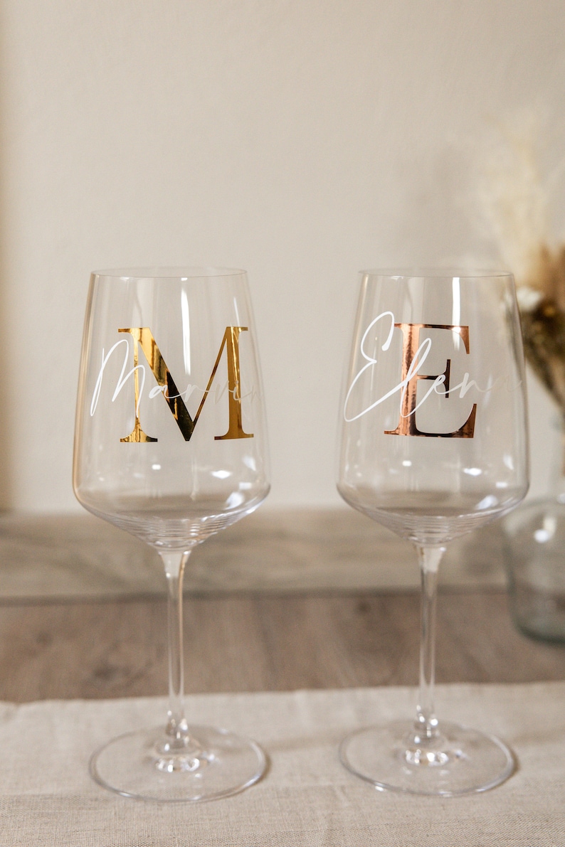 Personalisiertes Weinglas Vinyl Wein Geschenkidee Glas Initialen Hochzeit JGA Party Bild 3