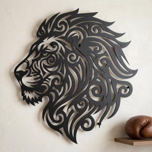 Lion Head Profile SVG DXF EPS - Tribal Lion Metal Wall Art Plasma Laser Engraving - Wildlife Man Cave Cut File