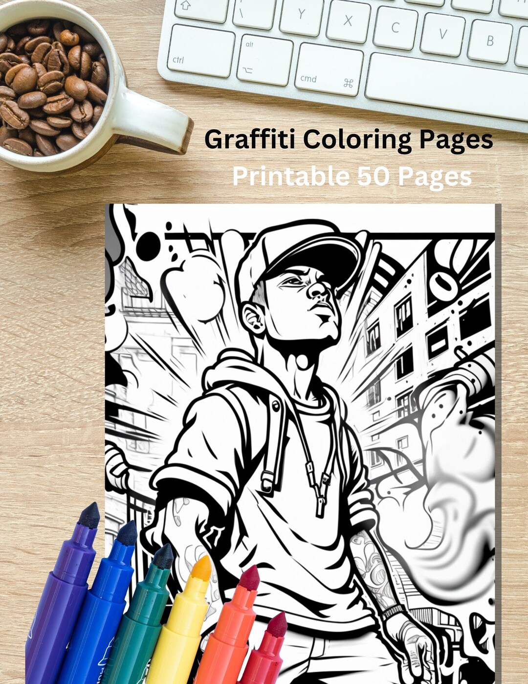 50 Abstract Graffiti, Printable Digital Download, Adult and Children Coloring Pages - Etsy