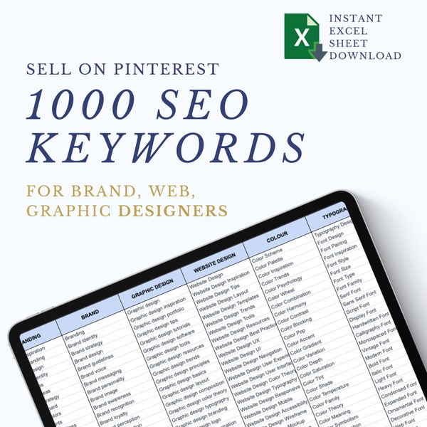 SEO Keyword List for Brand, Logo, Website Designers 2024 | Pinterest Keywords | Etsy Listing Keywords | Website SEO keywords | 1000 keywords