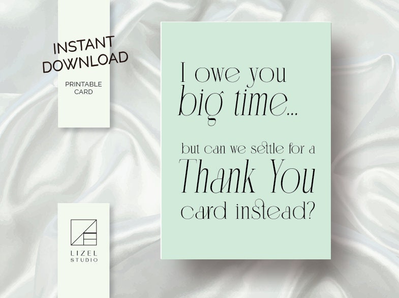 Printable Thank You Card Funny Card Downloadable Digital Card Sweet ...