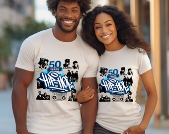 5o years of Hip Hop, Old School Rappers T-Shirt, Anniversary of Hip Hop, His or Hers Gifts,  S-3XL, Unisex Softstyle T-Shirt