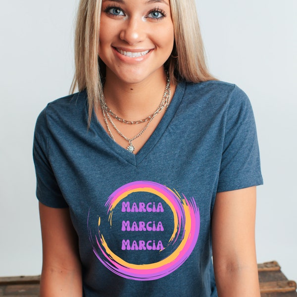 Retro T-shirt, Marcia, Marcia, Marcia, Jan Brady T-shirt, Brady Bunch T-shirt, Unisex Jersey Short Sleeve V-Neck Tee