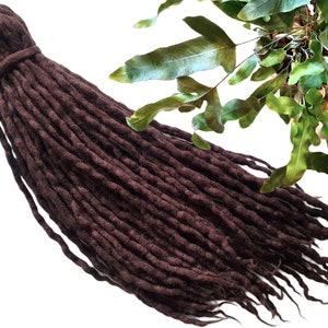 wool dreadlocks dreads DE extensions dark brown soft full set SHORT medium LONG double ended 30/40/50/60 pieces
