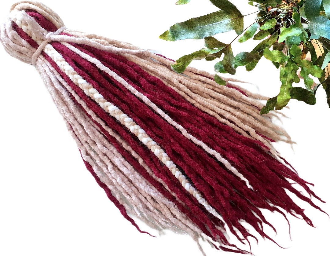 Wool Dreadlocks Dreads DE Extensions Soft Full Set Claret Beige Blonde