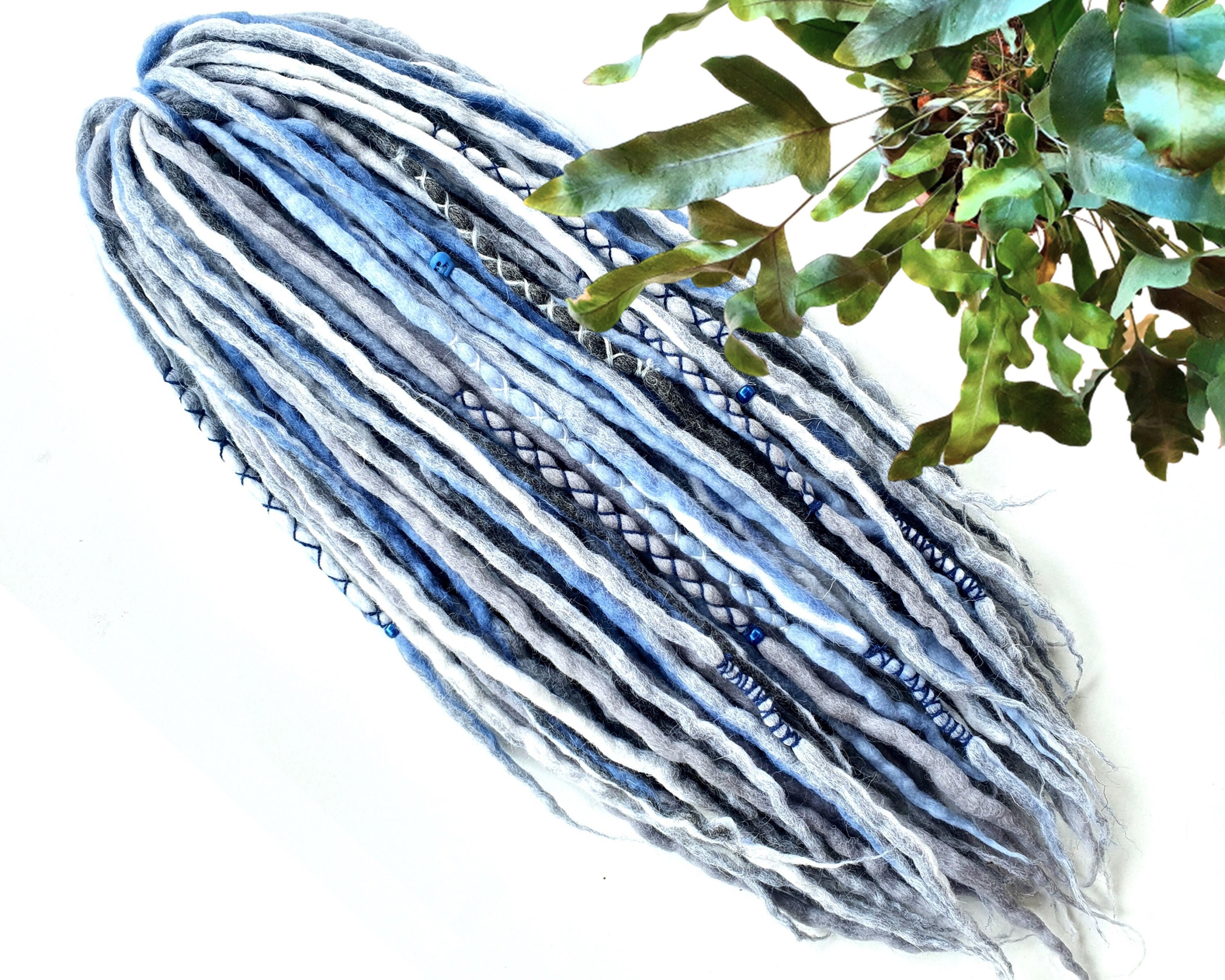 Wool Dreadlocks Dreads DE Extensions Gray Grey Blue White Mix Etsy