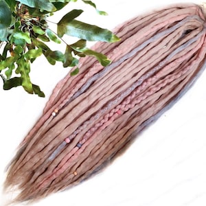 wool dreadlocks dreads DE extensions pink pastel white beige blonde mix  soft full set SHORT medium LONG double ended 30/40/50/60 pieces