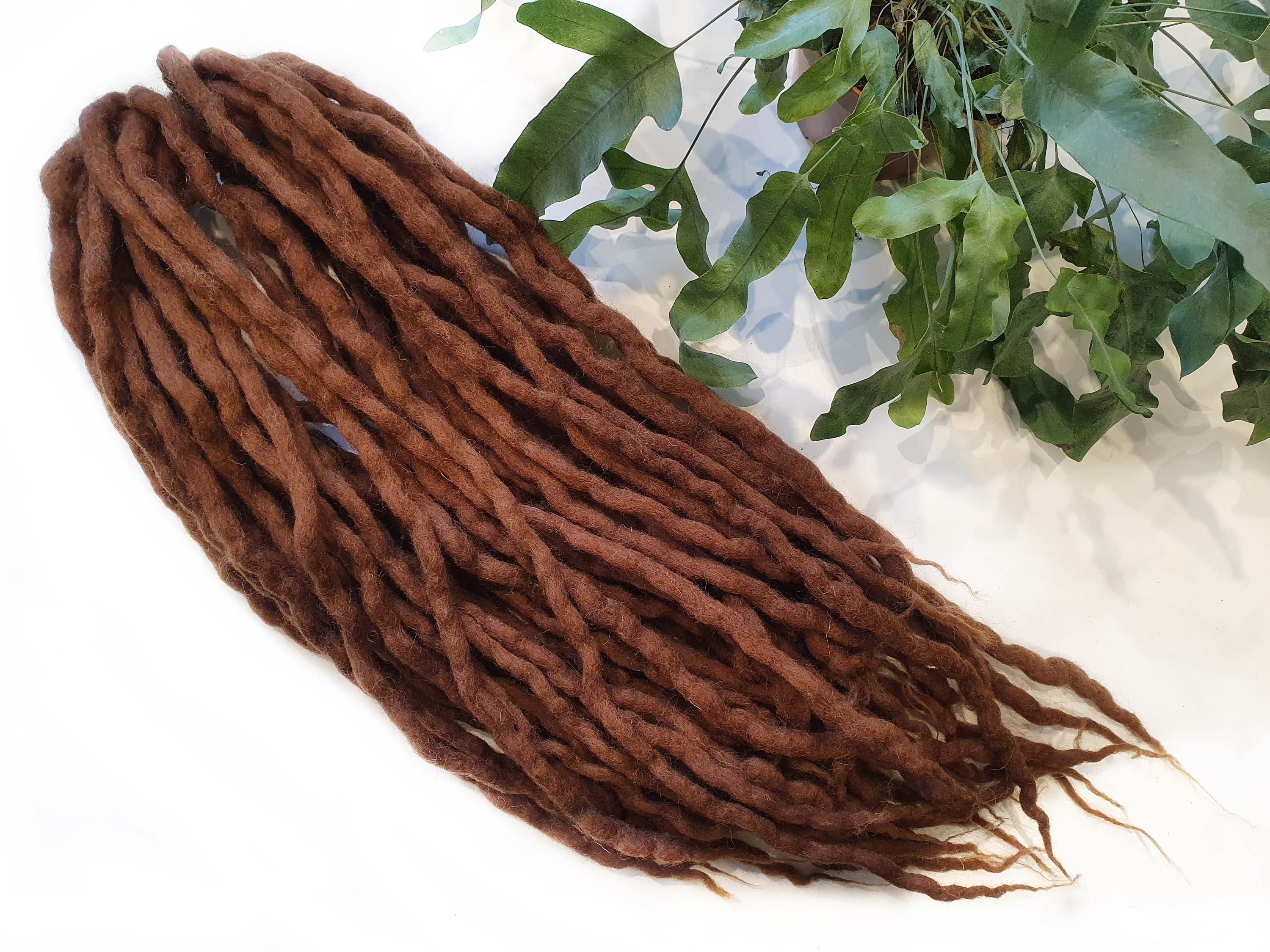 wool dreadlocks dreads DE extensions light  brown  soft full set SHORT medium LONG double ended 30/40/50/60 pieces