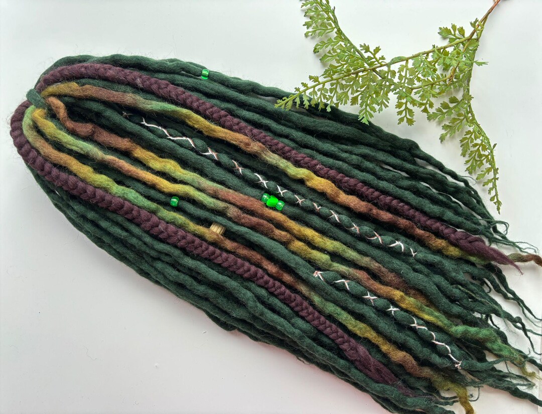 Forest Green Wool Dreadlocks: Double Ended DE Extensions - Etsy display picture 2