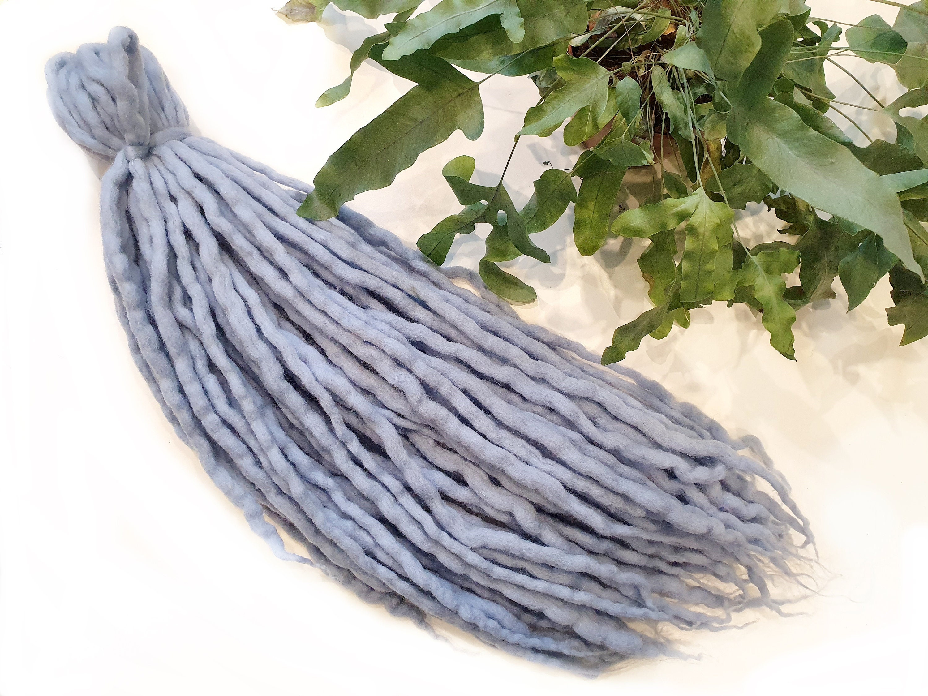 Wool Dreadlocks Dreads DE Extensions Pastel Light Blue Soft  display picture 2