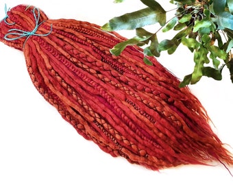Burgundy Merino Wool Dreadlocks, DE Braid Extensions