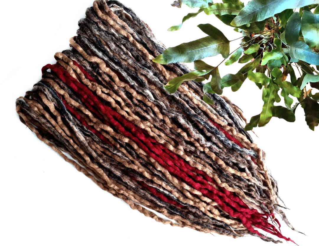Wool Dreadlocks Dreads DE Extensions Claret Light Brown Mix Soft Full