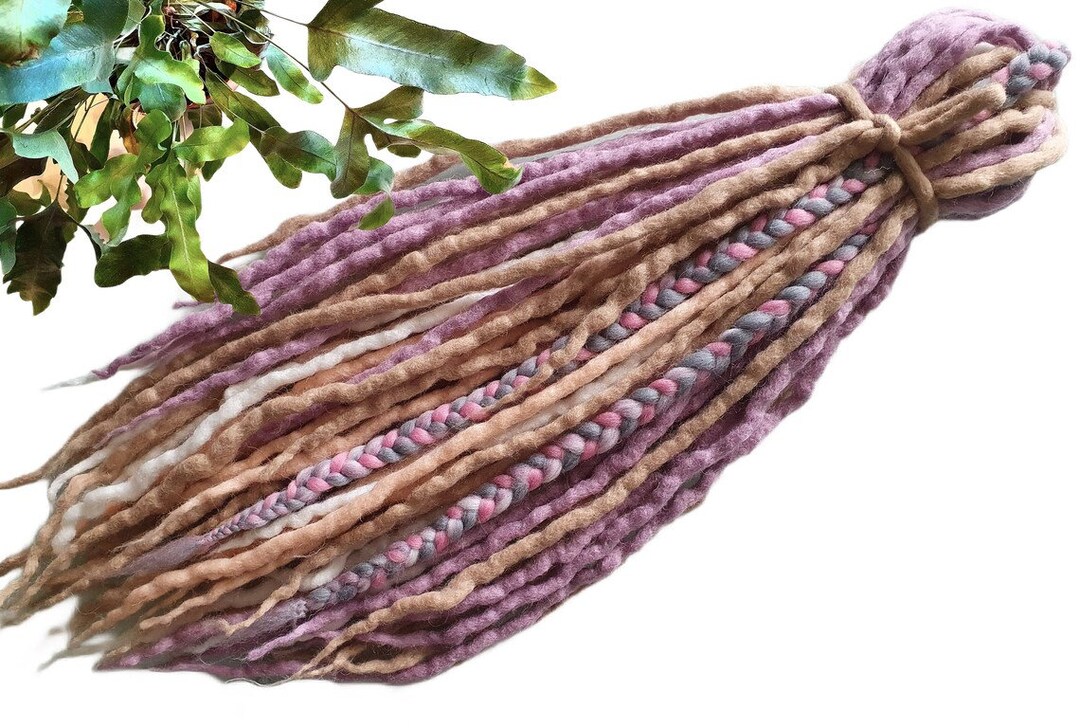 Wool Dreadlocks Dreads DE Extensions Pastel Pink Beige Blonde White Braids Full Set SHORT Medium