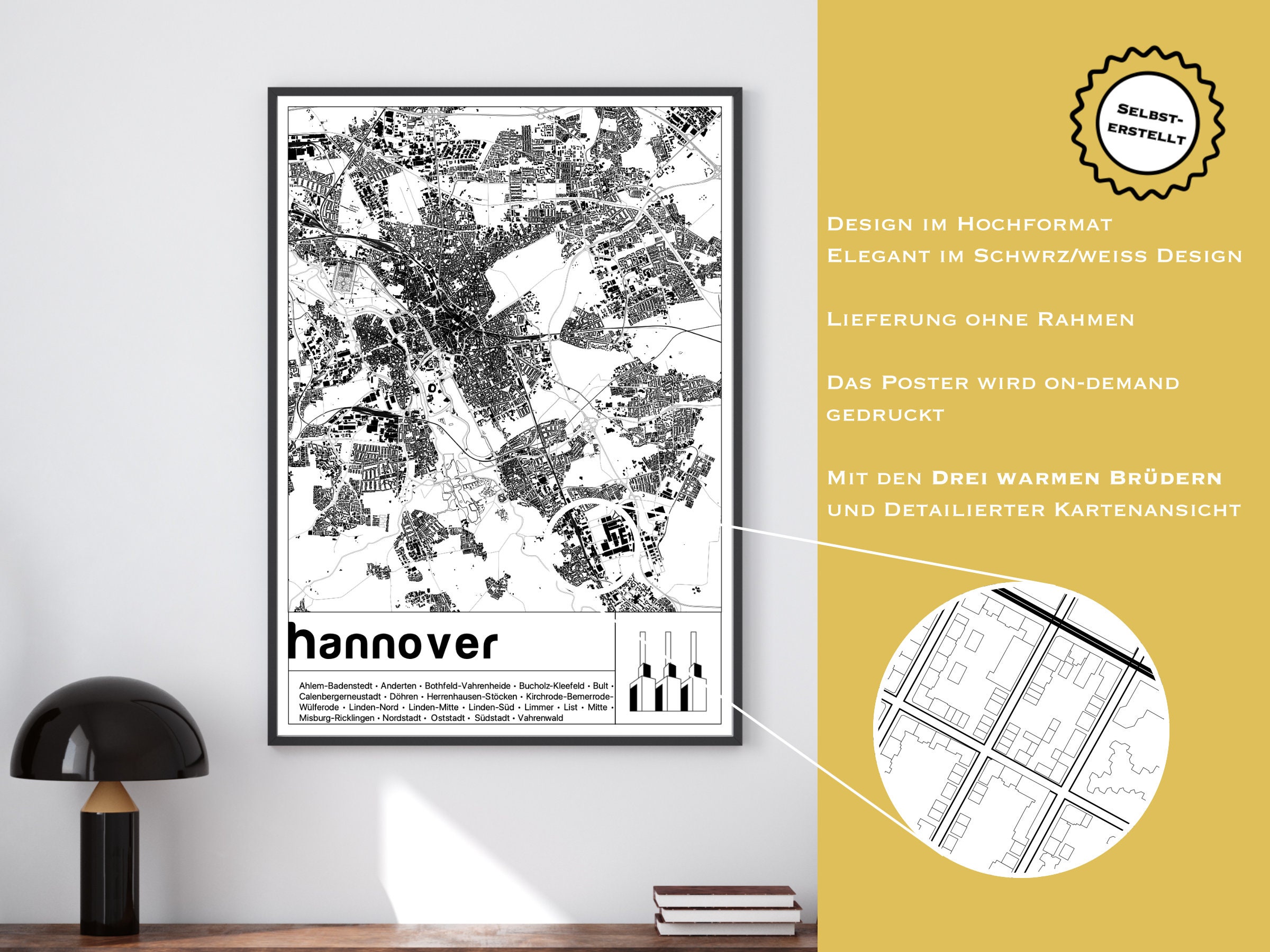 Map of Hanover | Posters | City Map | City Map With the Districts of ...